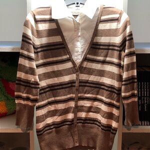 croft & barrow Brown and Cream Striped Knit Top